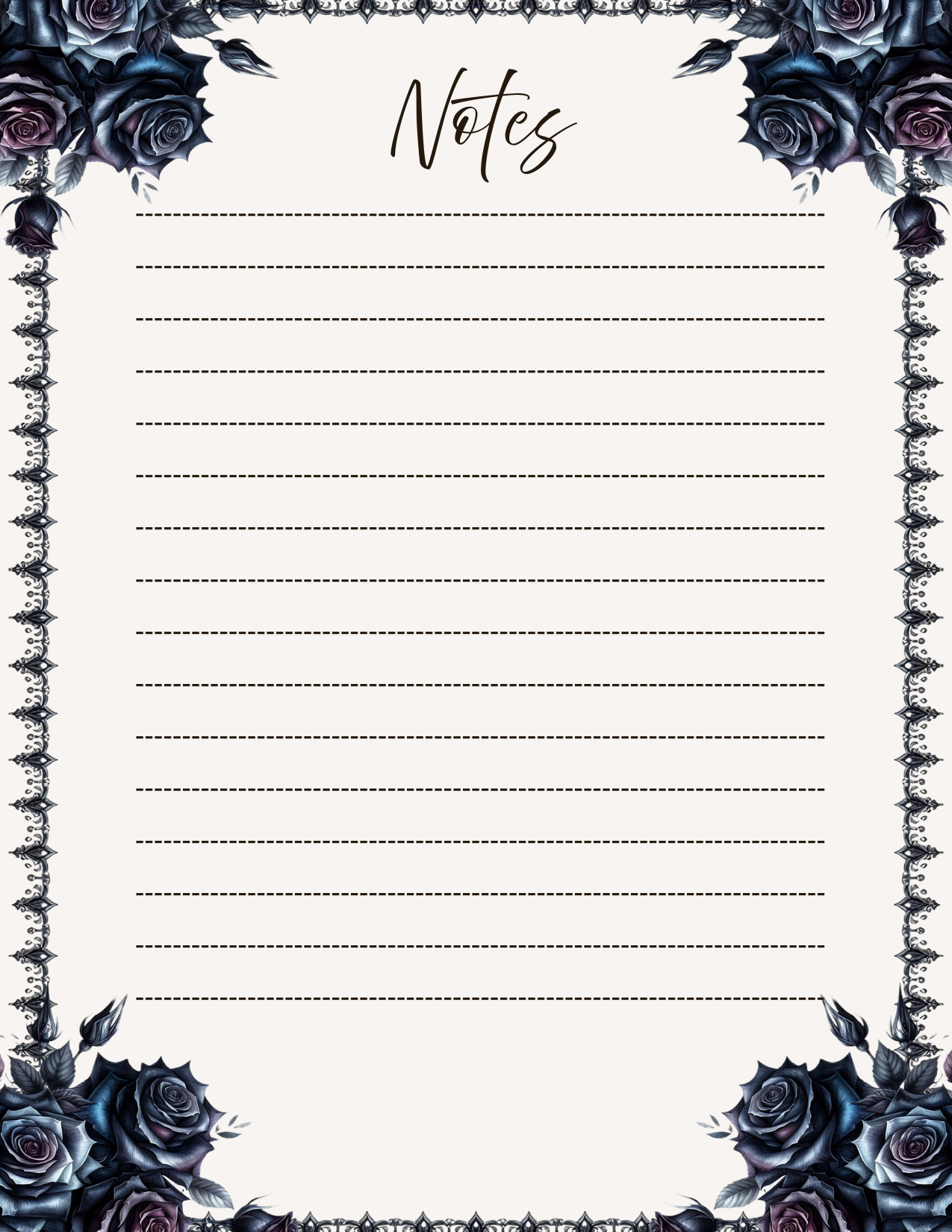 Dark Rose bordered notepad