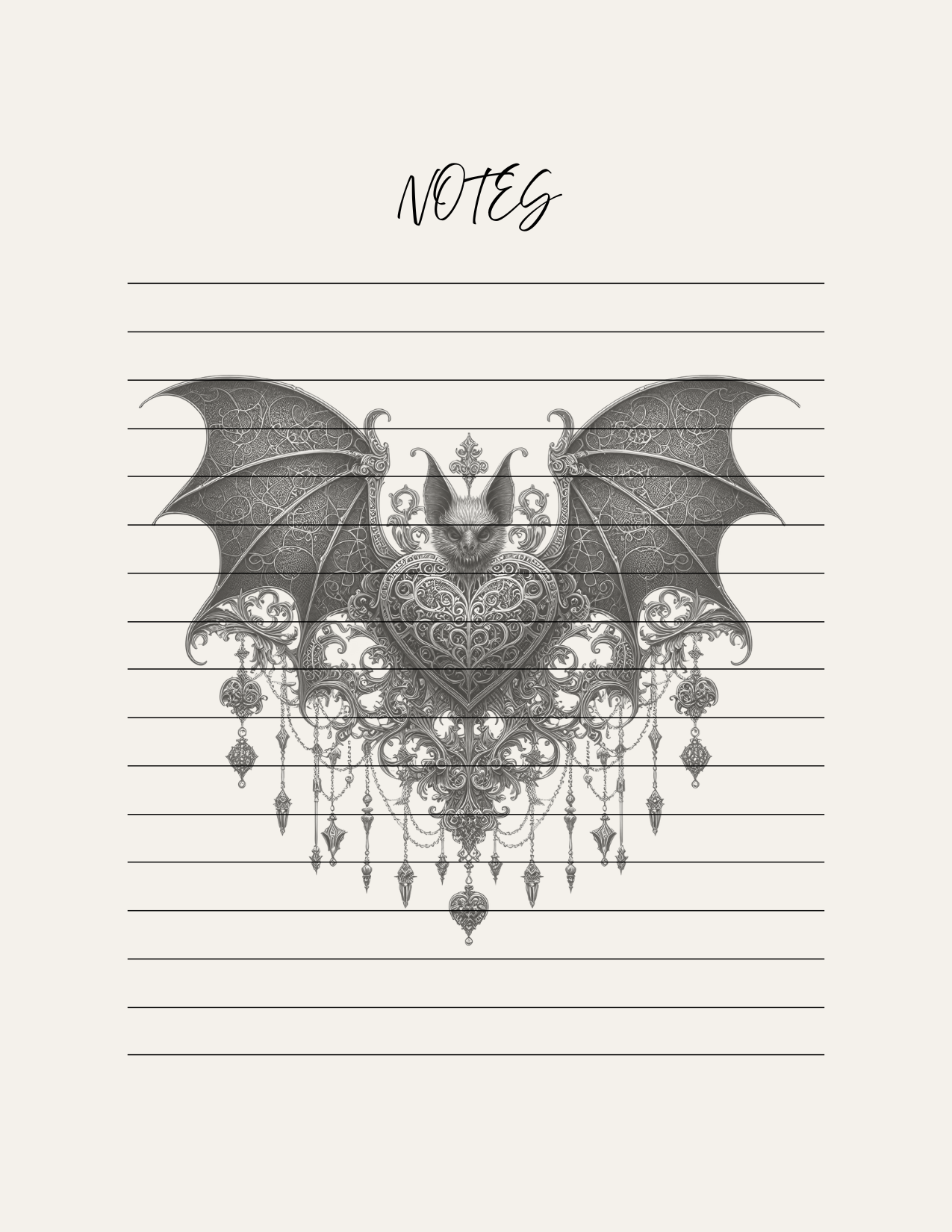Gothic Notepad with Bat