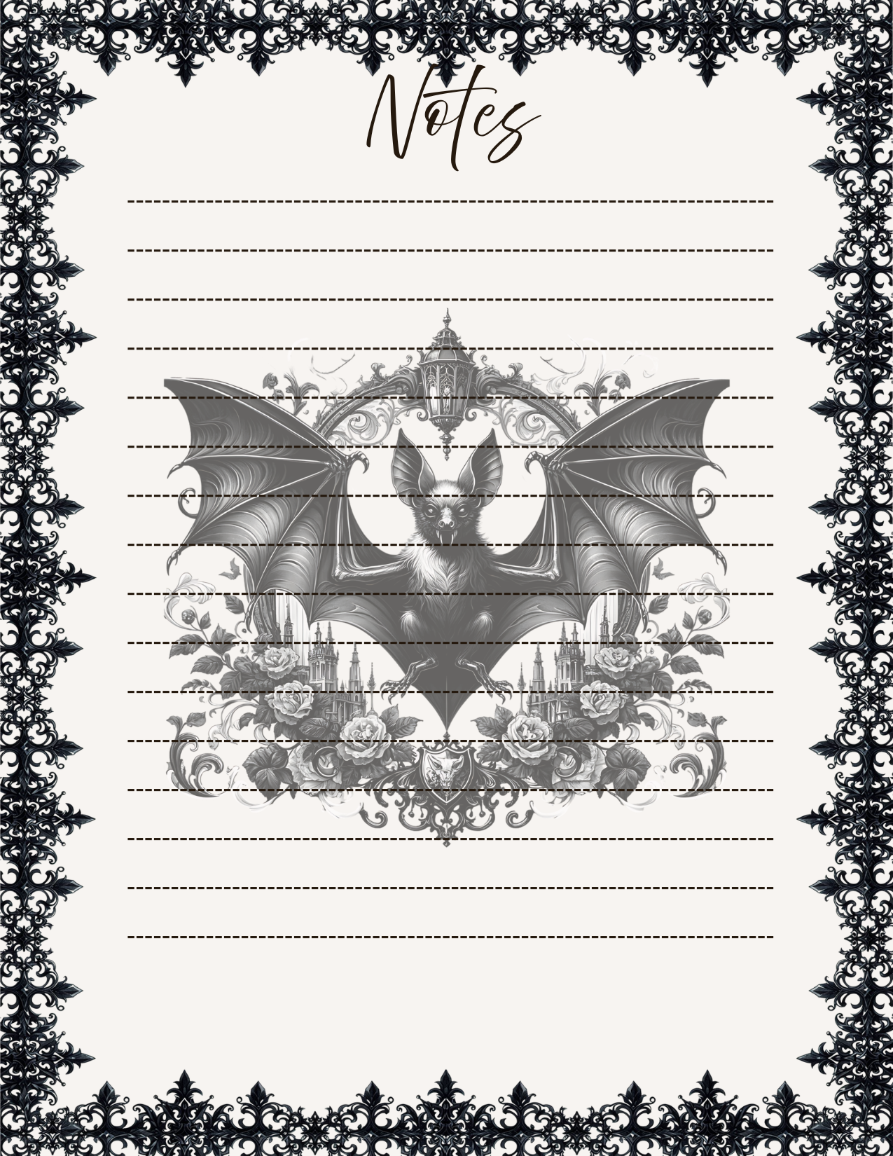 Gothic Notepad with Bat
