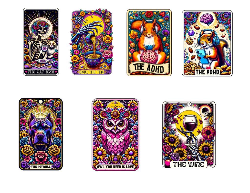 Funny Tarot Card Stickers Pack