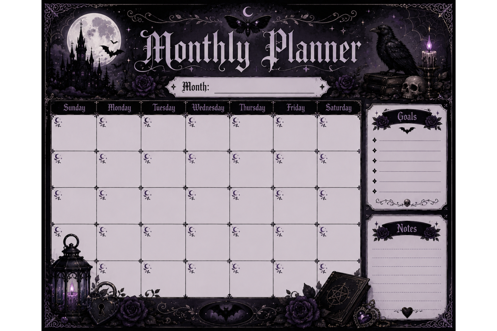 Gothic monthly planner