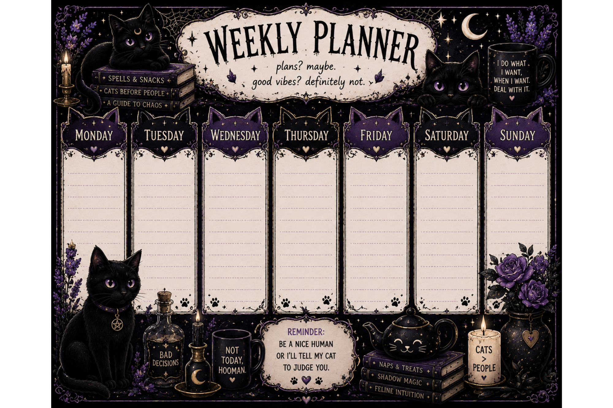 Black Cat Weekly Planner