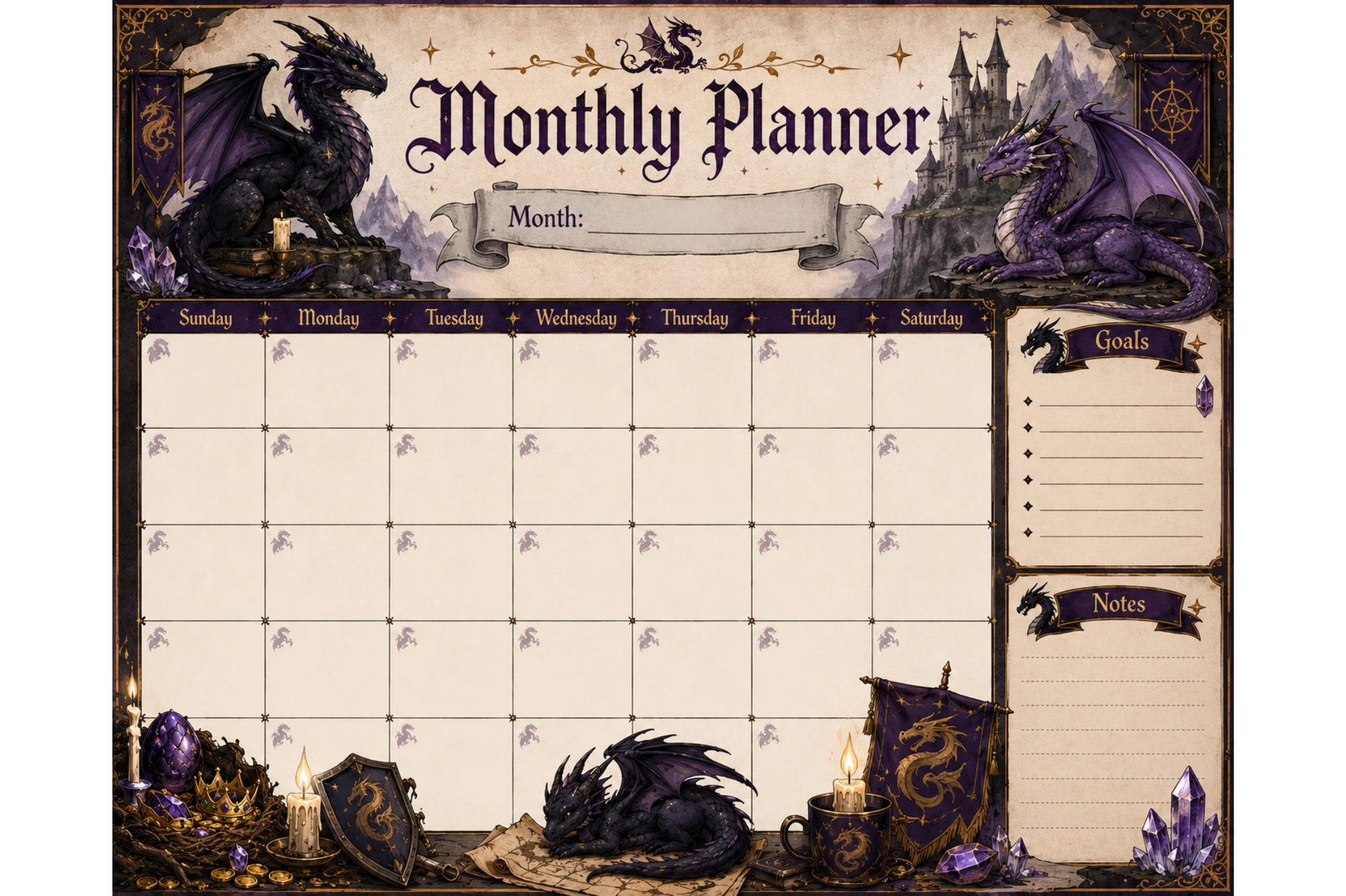 Dragons Monthly Planner