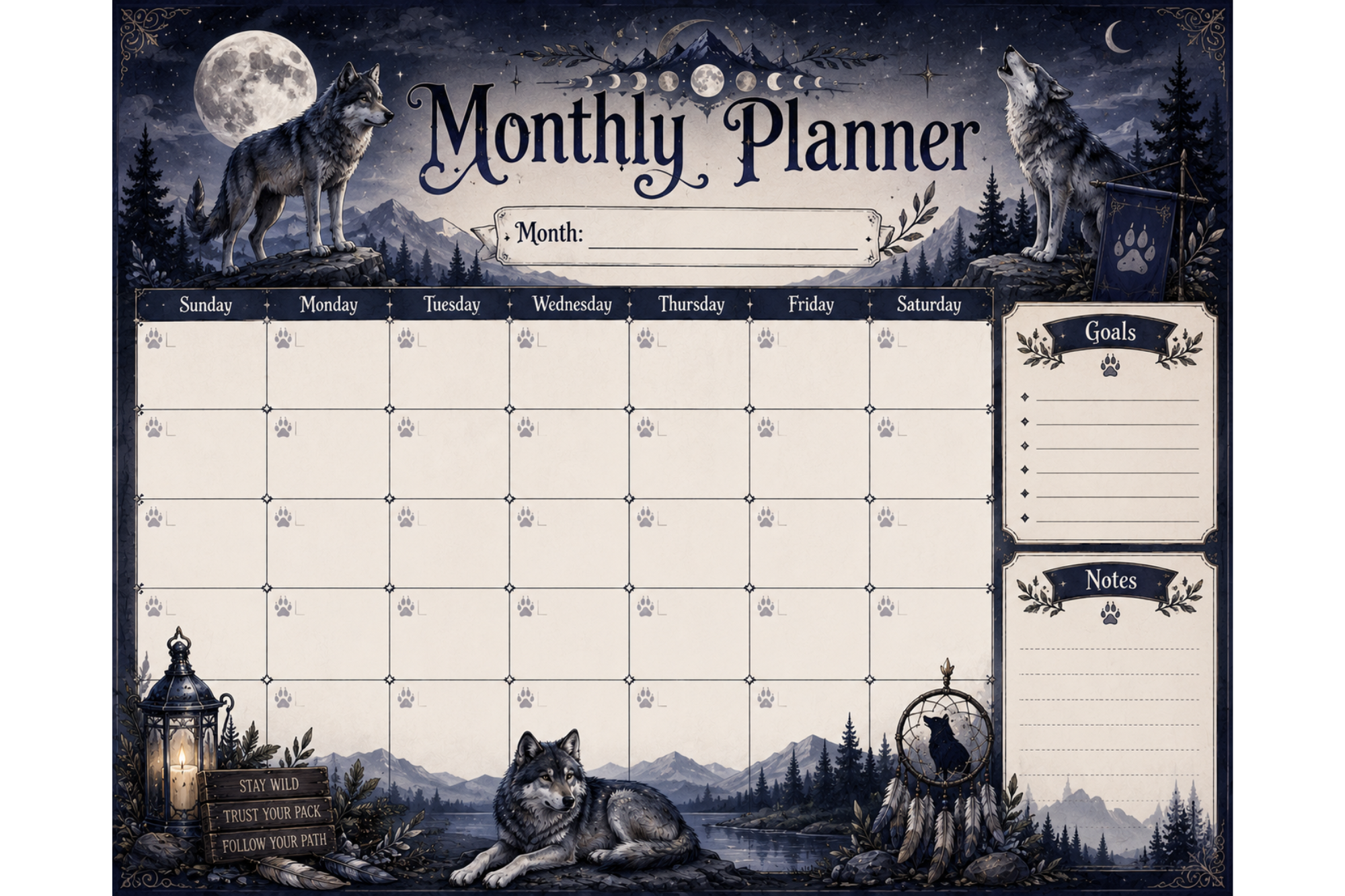 Wolf monthly planner