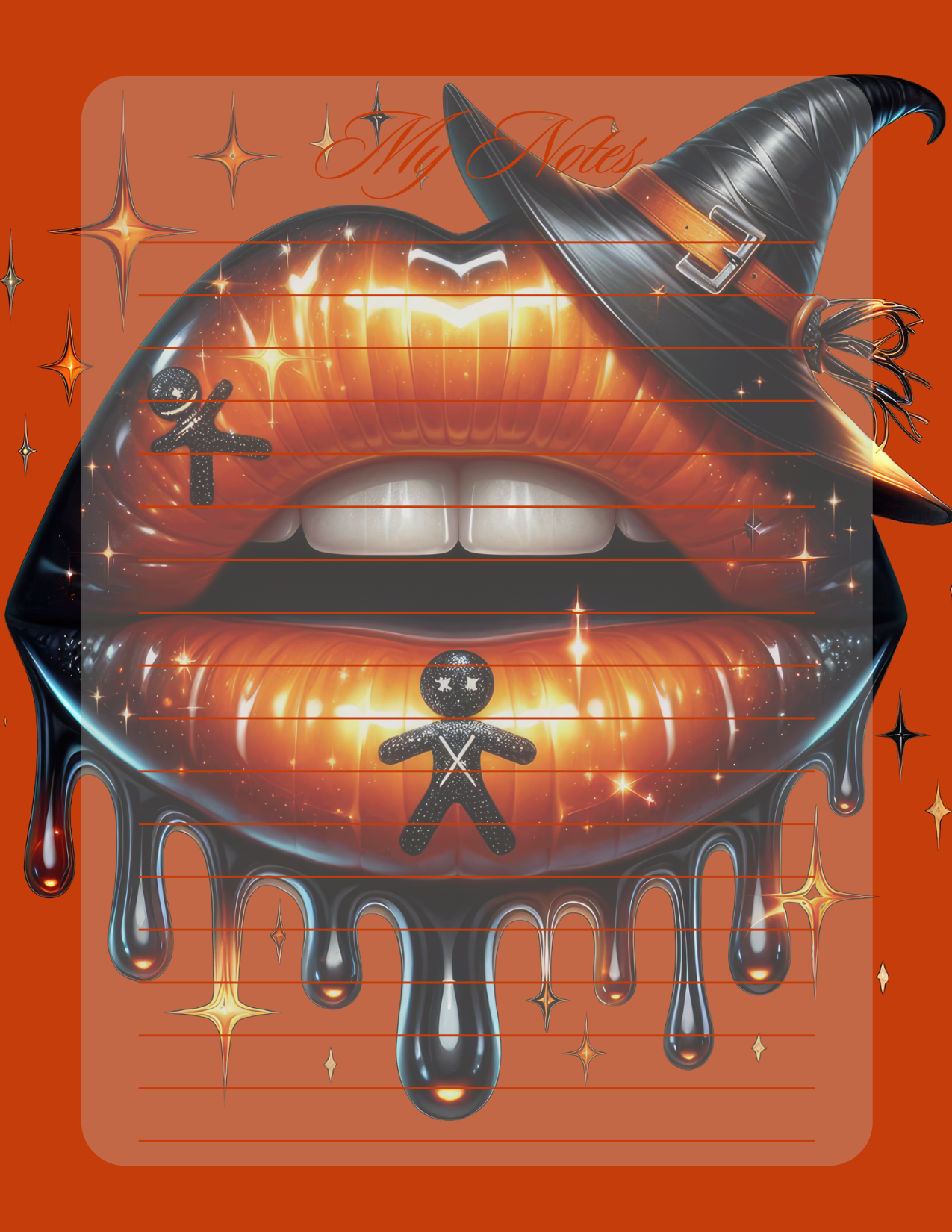 Orange voodoo witchy lips