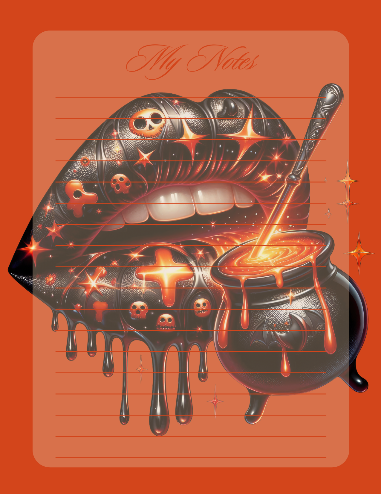 Orange witchy dripping lips