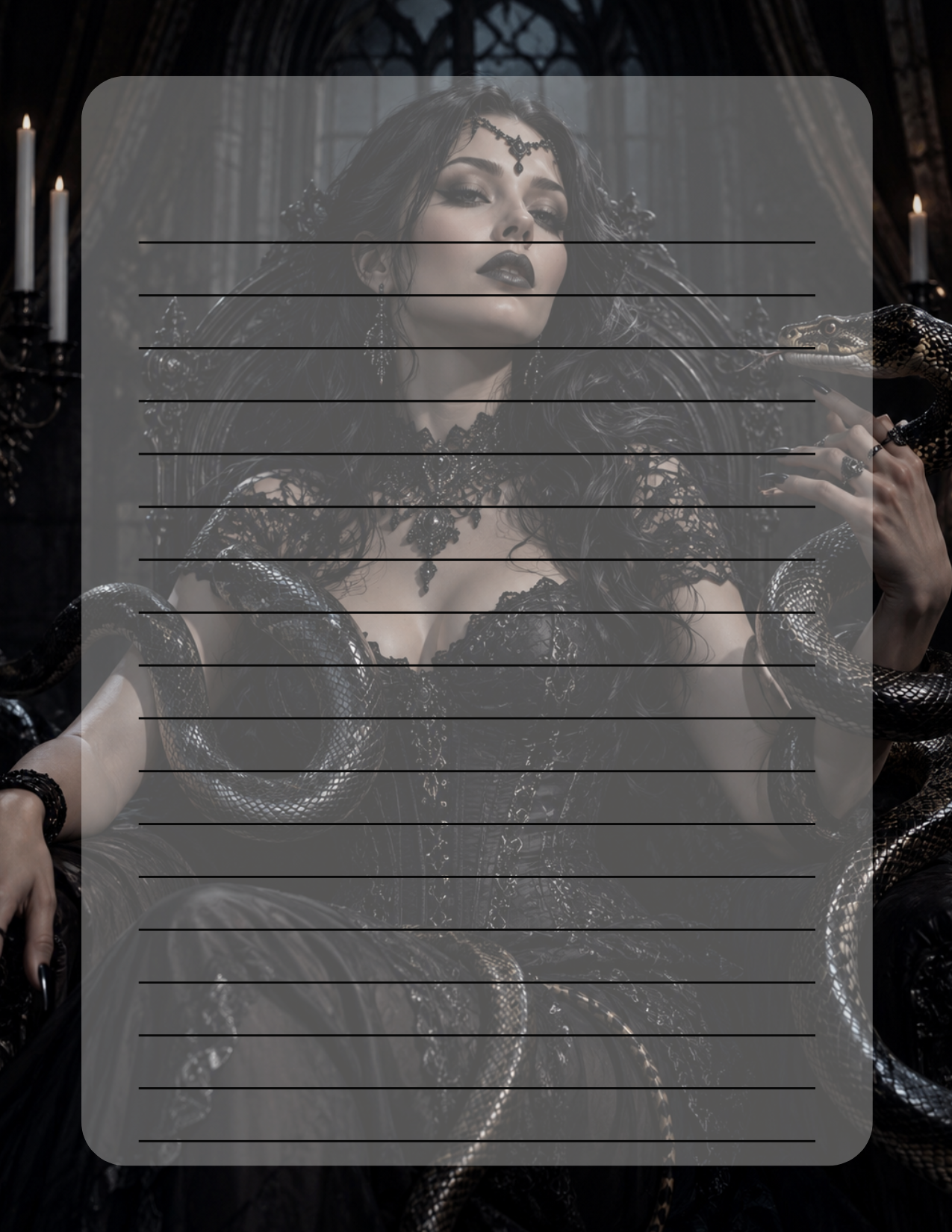 Gothic girl with her snakes