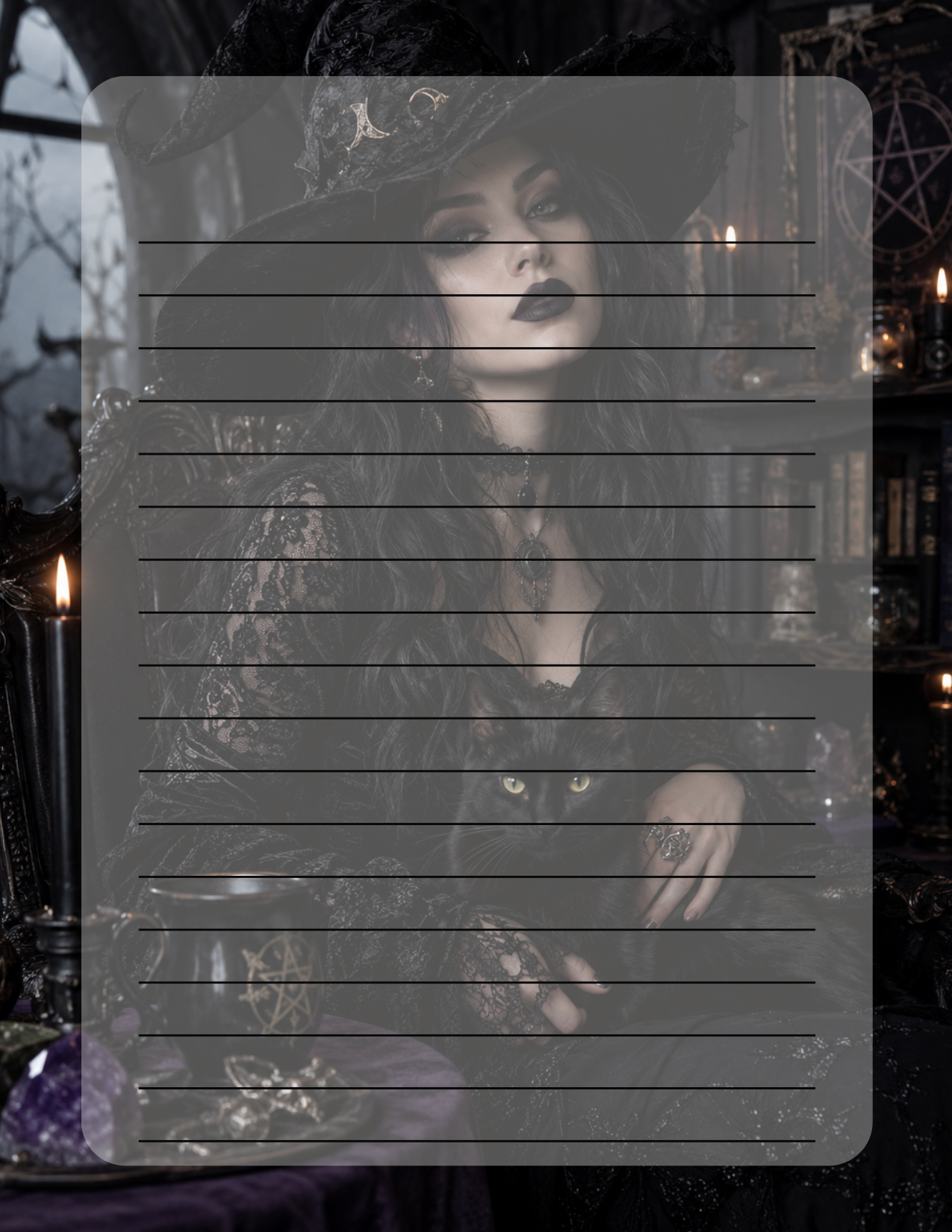 Witch gothic with her black cat