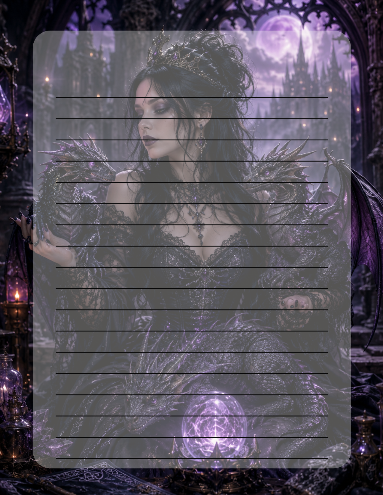 Goth girl with her dragons