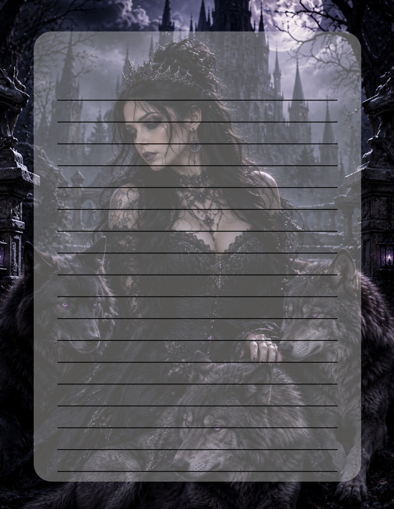 Goth girl with her wolves