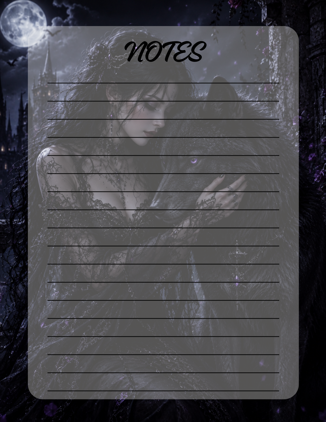 Gothic woman and her Wolf