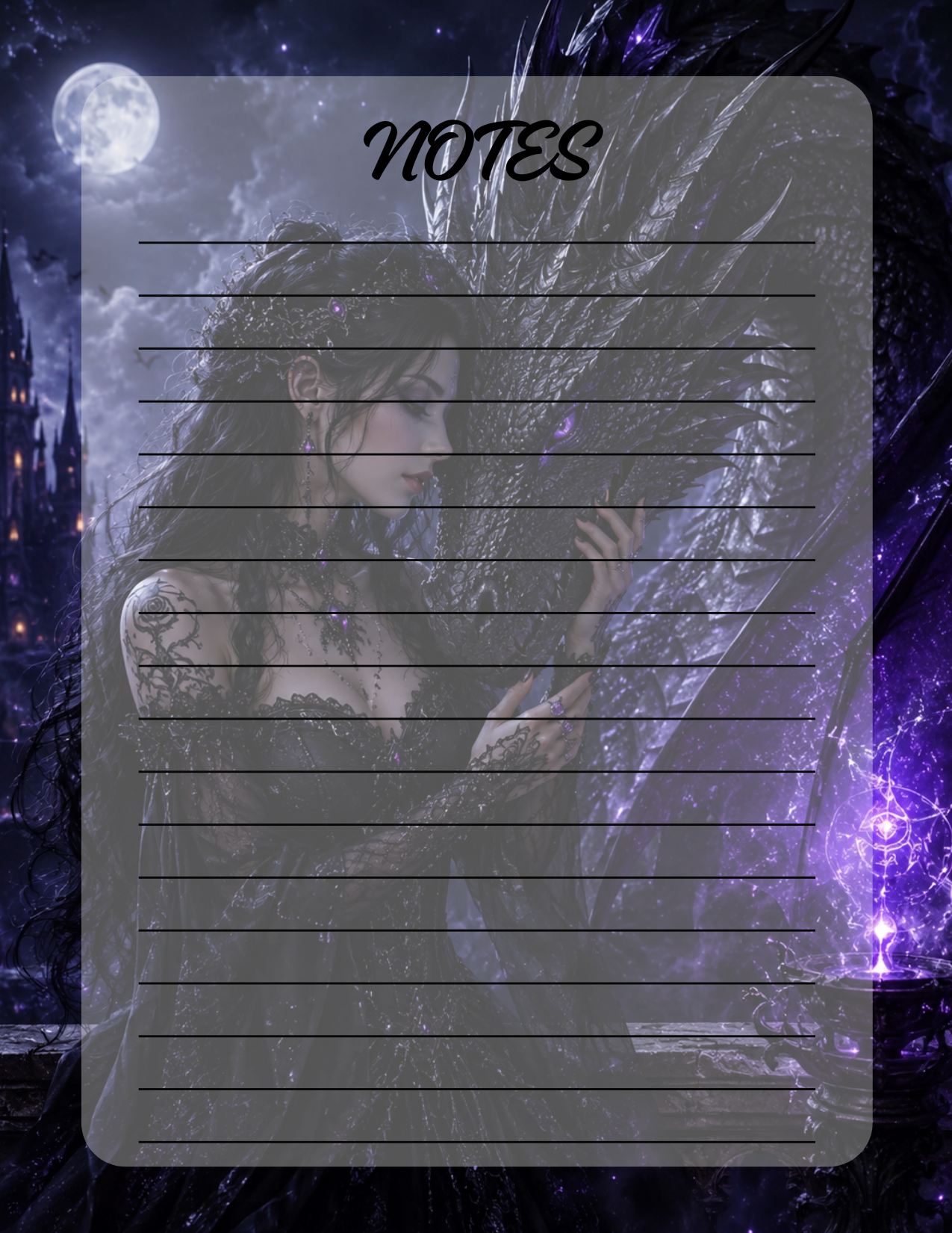 Gothic woman and her dragon