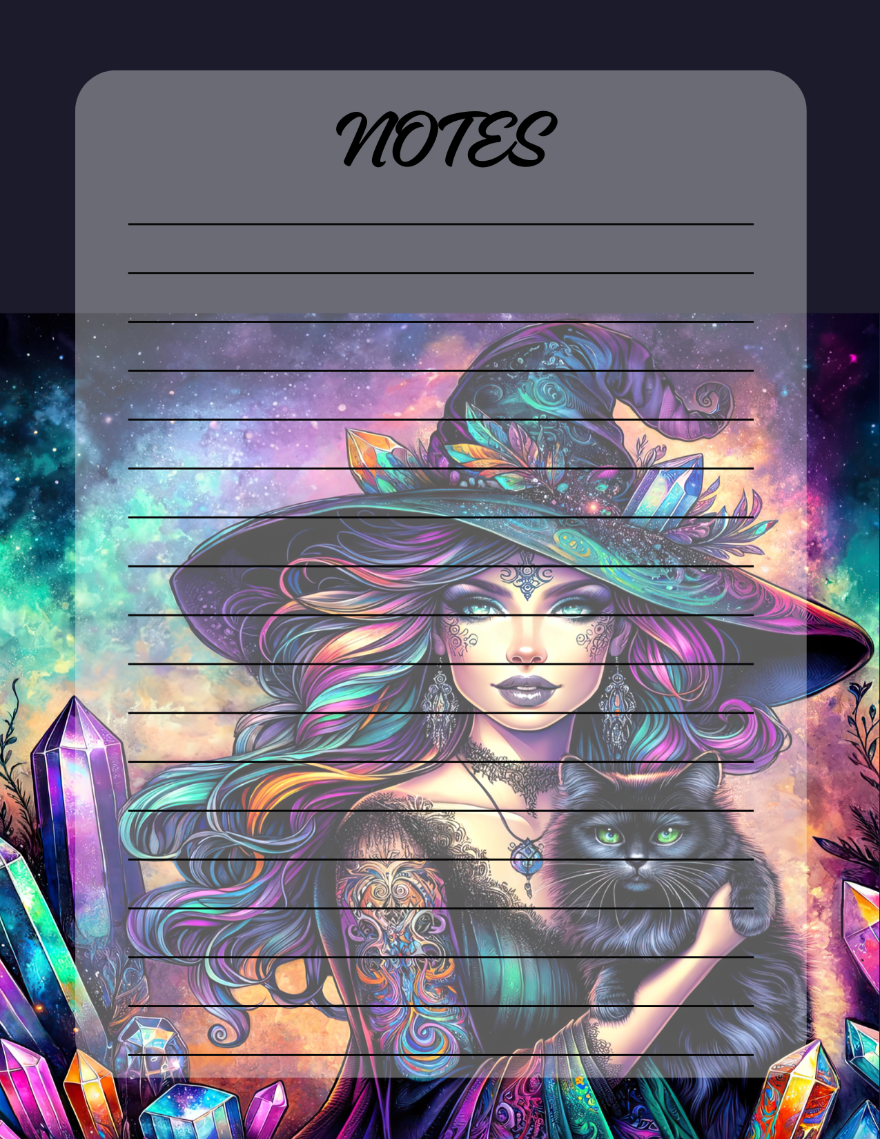Colorful Witch and Cat
