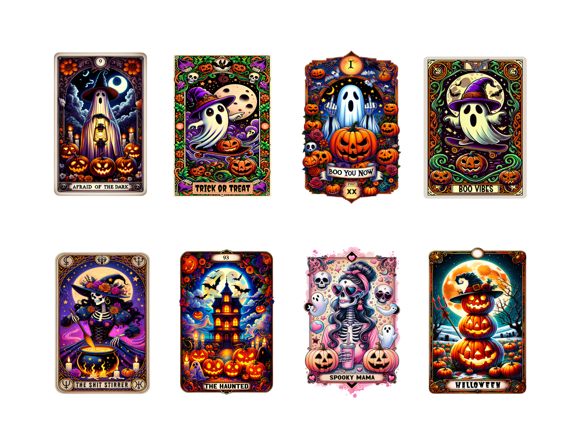 Colorful Halloween Tarot Stickers