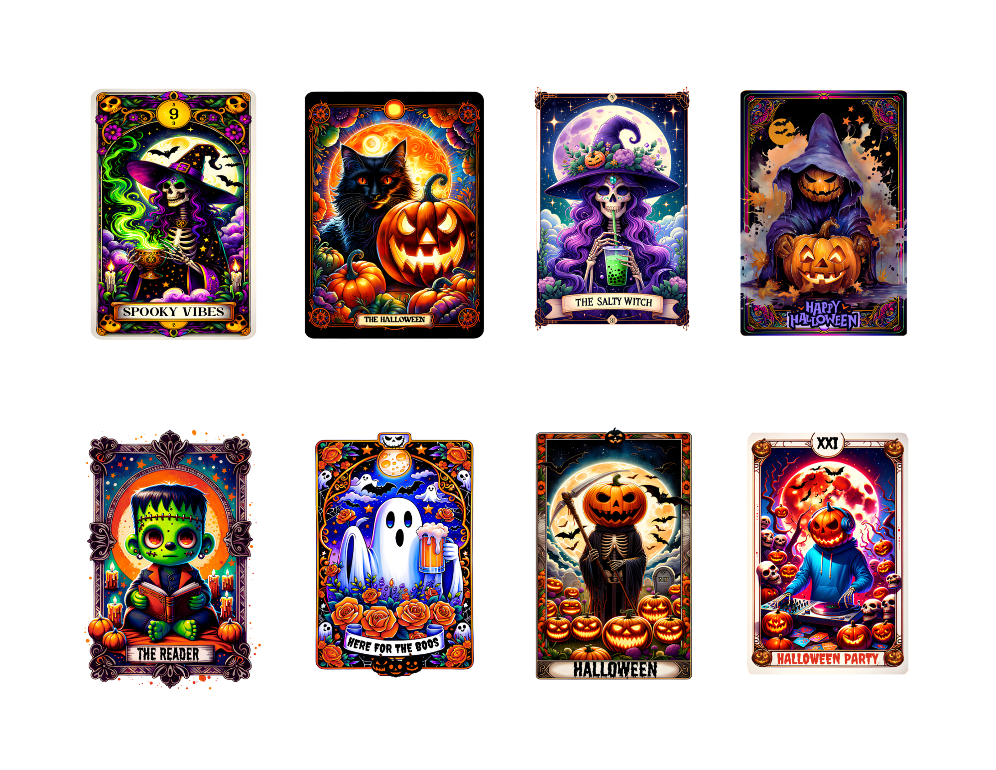 Colorful Halloween Tarot Stickers
