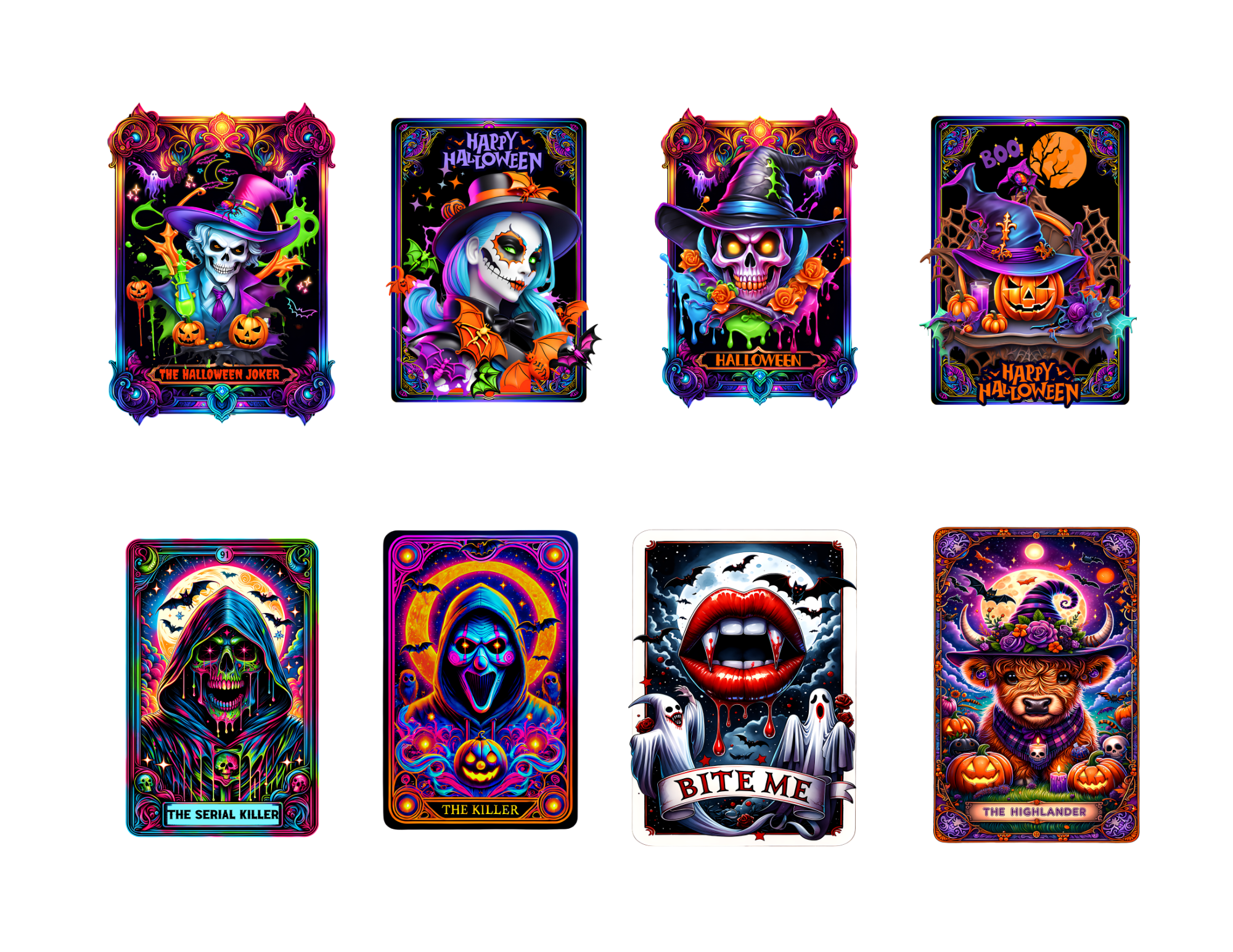 Colorful Halloween Tarot Stickers