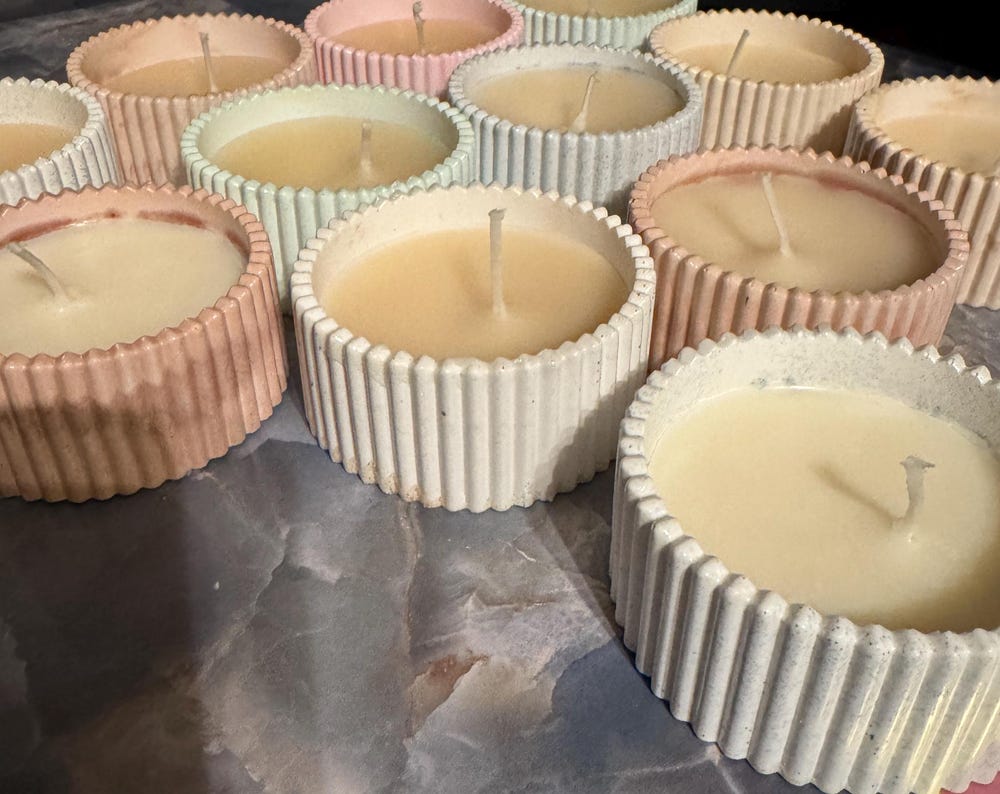 Handcrafted candles including holders!