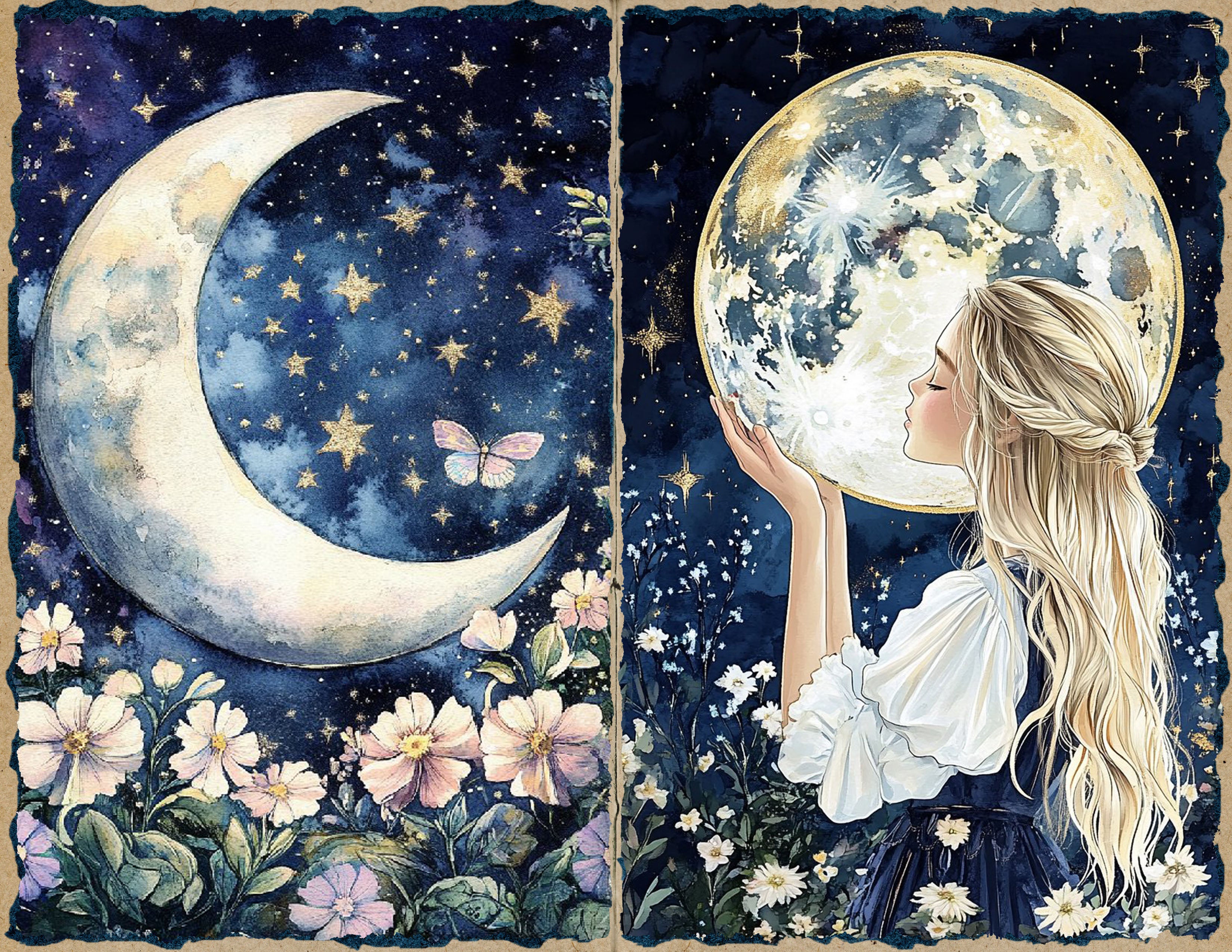 celestial junk journal papers