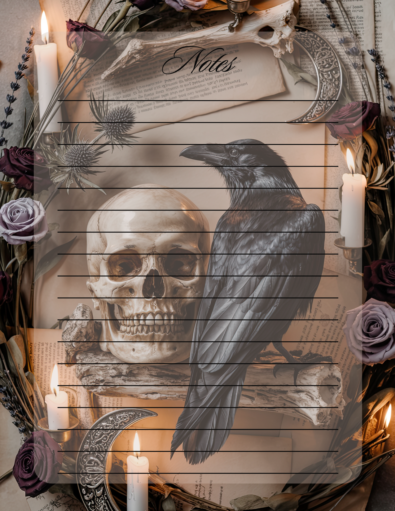 Raven and skull