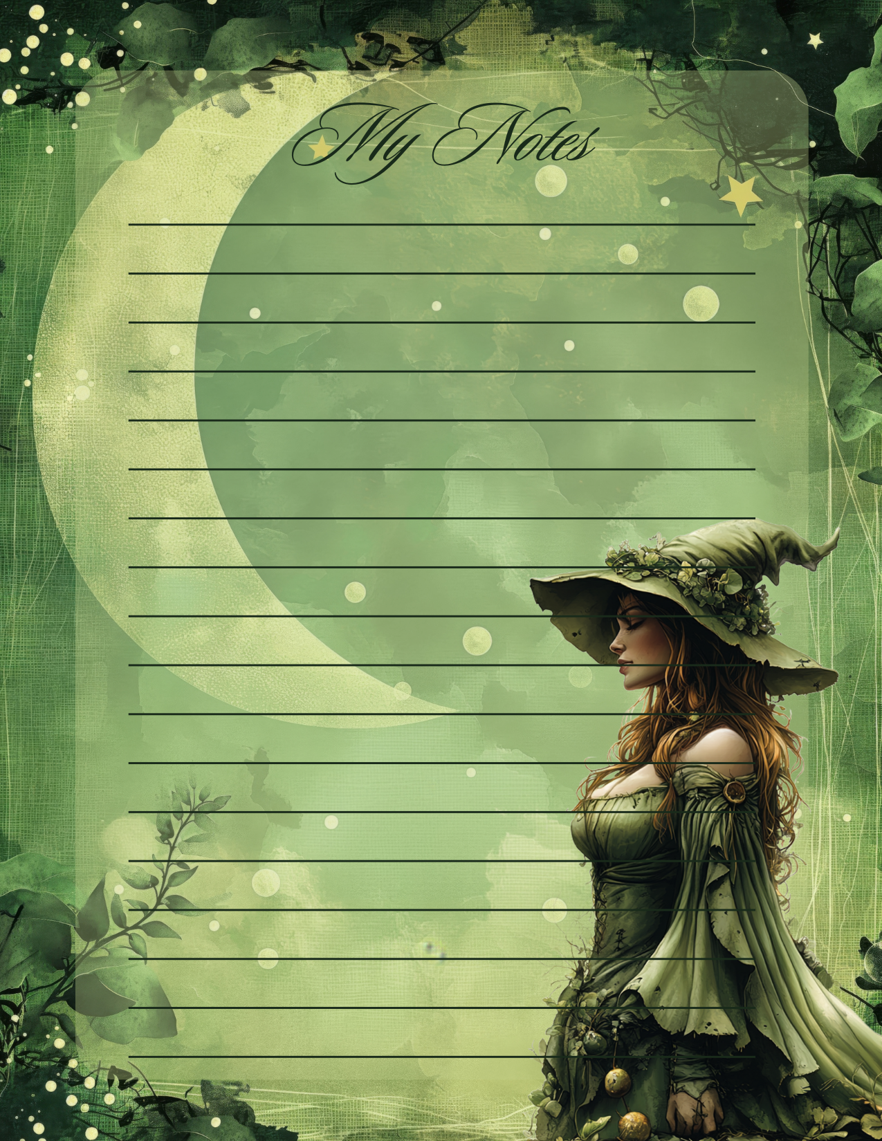 Green Witch and the moon